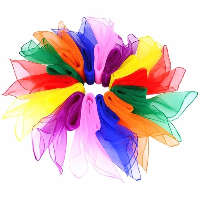 12 Pcs Dance Scarves 6 Colors Chiffon Children Dance Magic Scarves 24
