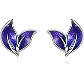 Leaf Earrings for Women Sterling Silver Purple Stud Earrings Jewelry Gifts for Women