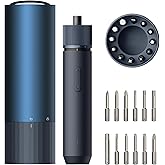 HOTO Electric Screwdriver Rechargeable, 3.6V Cordless Screwdriver Set USB-C, 1/4'' Hex Bits, 3 Torque Settings, 1500mAh Battery, LED Light & 12 S2 Metal Bits for Furniture/Electrical Repairs
