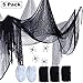 Boao 9 Piece Halloween White Spider Web and Black Creepy Cloth with 4 Pcs Plastic Spiders 78 x 33 Inches Halloween Spooky Decoration Set for Party Supplies House Outdoor Yard Doorways Decor