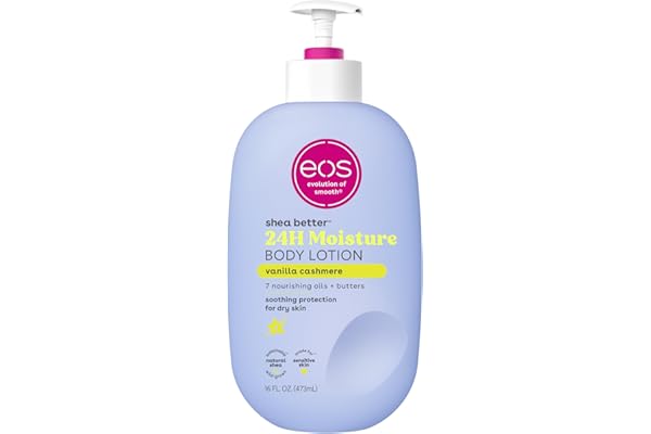 eos Shea Better Body Lotion- Vanilla Cashmere, 24-Hour Moisture Skin Care, Lightweight & Non-Greasy, Made with Natural Shea, Vegan, 16 fl oz