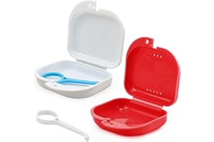Keedolla Dental Retainer Container Case Holder with Aligner Removal, 2 Pcs Denture Holder Case Mouth Guard Holder for Invisab