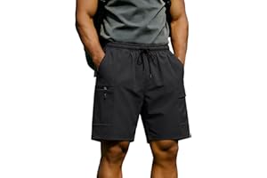 Mens Shorts Casual Relaxed Fit Athletic Bottoms with Zipper Pockets Drawstring Fitness Training Running Short Pants