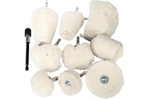 HIQALTY 10pcs Cotton Polishing Wheel Kit for Drill, Buffing Wheels for Aluminum Polish, Chrome,Stainless Steel,Metal,Car Detailing Drill Polishing Kit with 1/4" Hex Shafts (10)