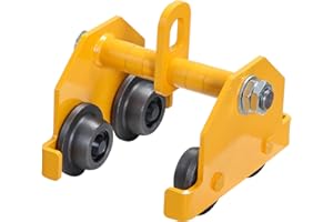 Hasopy Push Beam Trolley Steel, Capacity Manual Trolley, I-Beam Trolley, Heavy Duty Beam Trolley Hoist w/Dual Track Rollers, 2.5in - 5.5in Adjustable Flange for Lifting (0.5T)