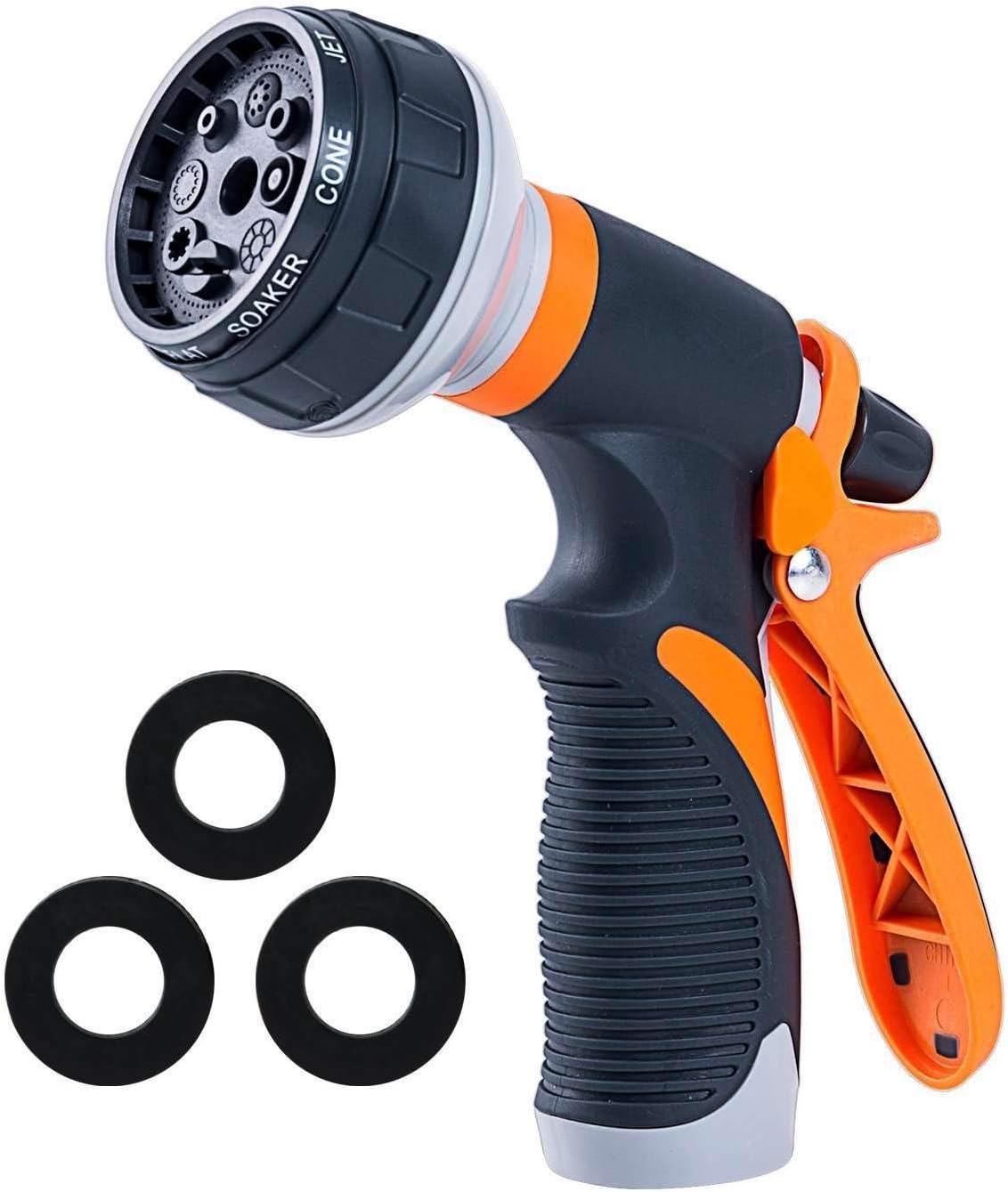 Spray Away Nozzle | Garden Hose Spray Nozzle | Water Hose Nozzle Sprayer | Heavy Duty 8 Adjustable Watering Patterns, Slip and Shock Resistant for Watering Plants, Cleaning, Car Wash & Showering Pets