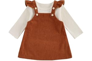 fhutpw Baby Girl 2 Piece Outfits Corduroy Skirt + Ribbed Knit Long Sleeves Top 3 6 12 18 Months Clothes Fall Winter Suits