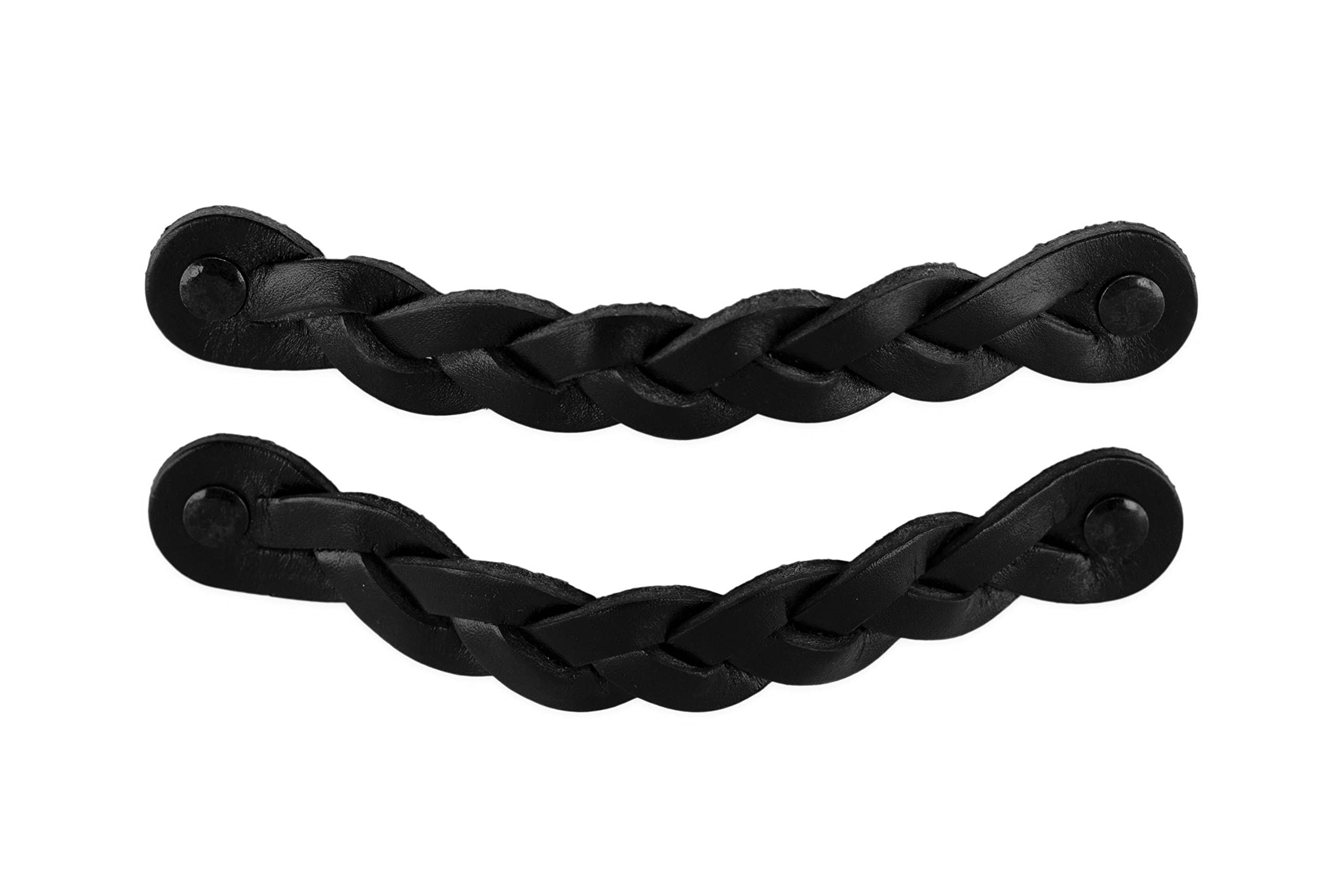 Brute Strength - Leather Cabinet Handles - Black - 2 Pack - 16.5 x 2.5 cm - Industrial Style - Soft & Safe for Kids