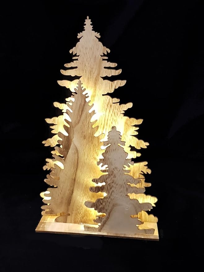 Holz Fensterdeko Tannenbaum Deko Leuchte Mit 15 Led