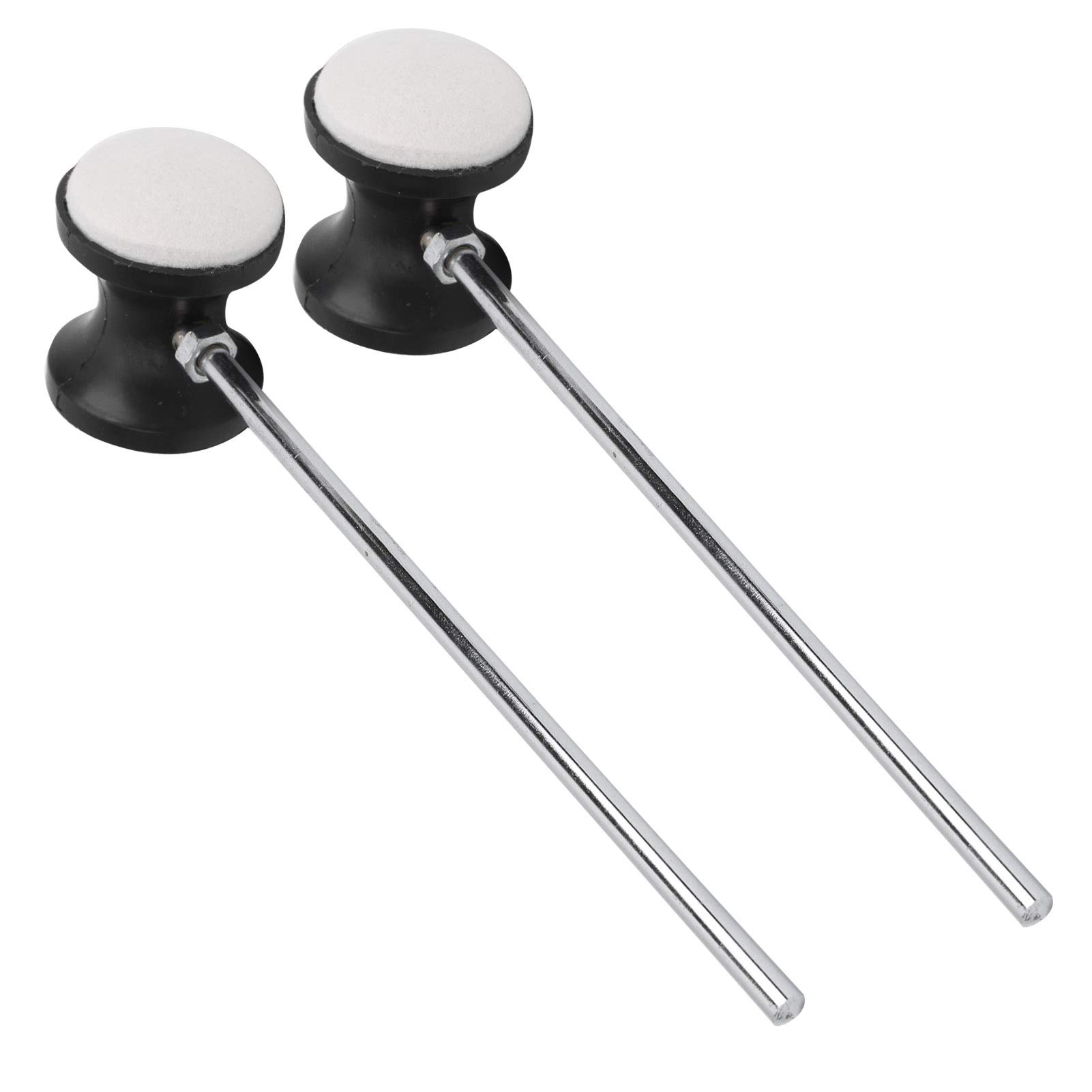 2Pcs Drum Pedal Beater Mallet, Durable Stainless Steel Hammer Handle, Suitable for Drummer Performance, High-grade Felt, Easy to Carry
