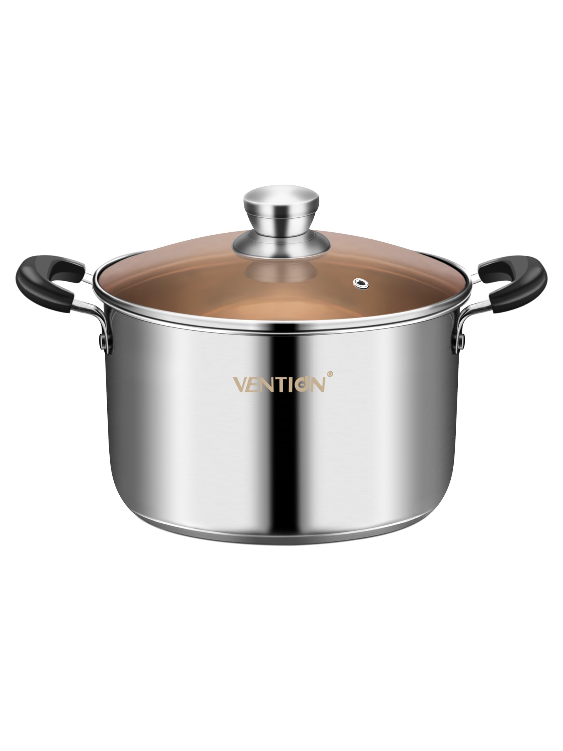VENTION Stock Pot with Lid, Stainless Steel Pot 20 cm, 2.8 L Soup Pot, Induction Cooking Pot, Capsule Bottom