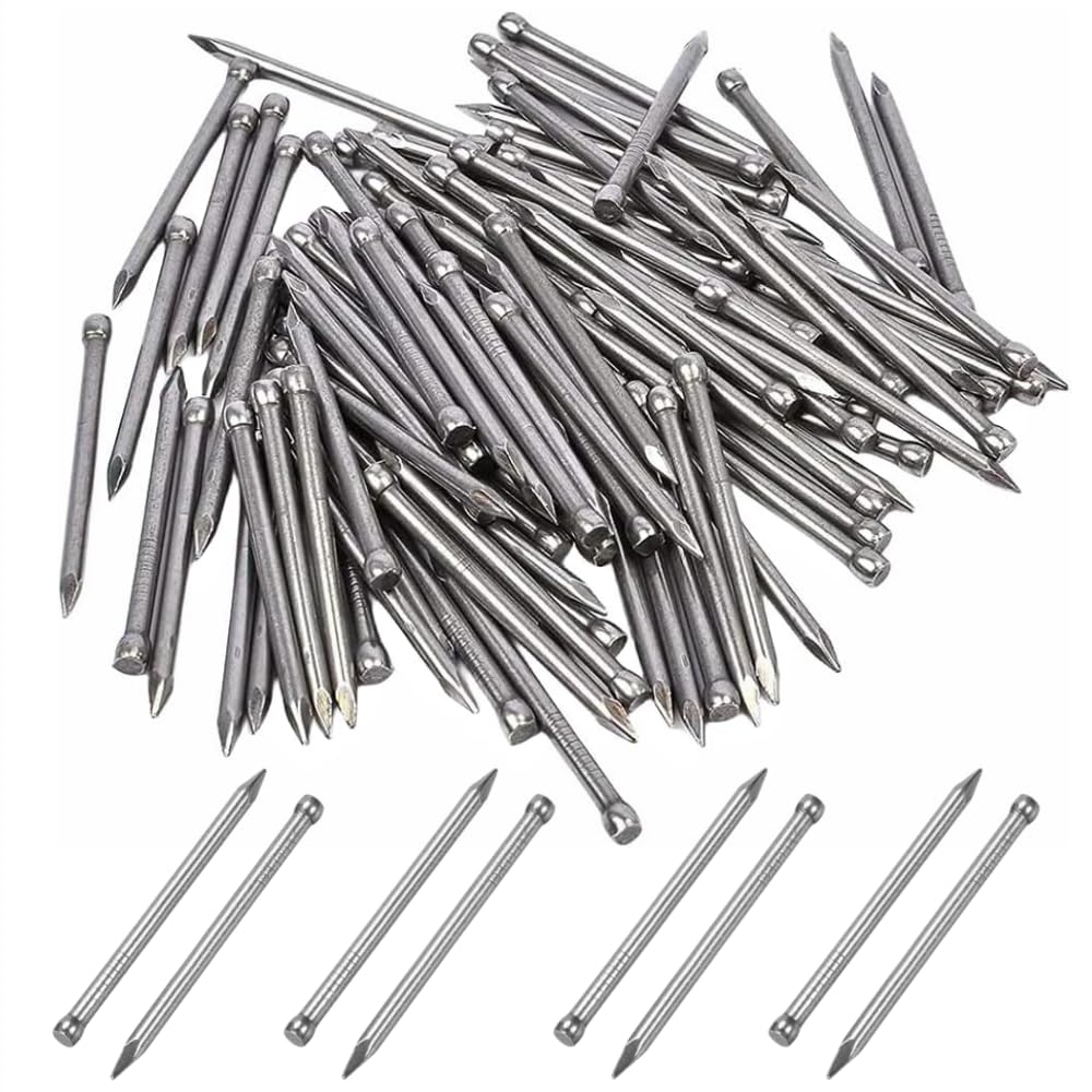 Yajumgato 120-130 Pcs Oval Steel Nails Carbon Steel Panel Bright Finish Round Lost Head Nails Pins Hand Drive 35 mm/1.38 Inch Lost Head Nail