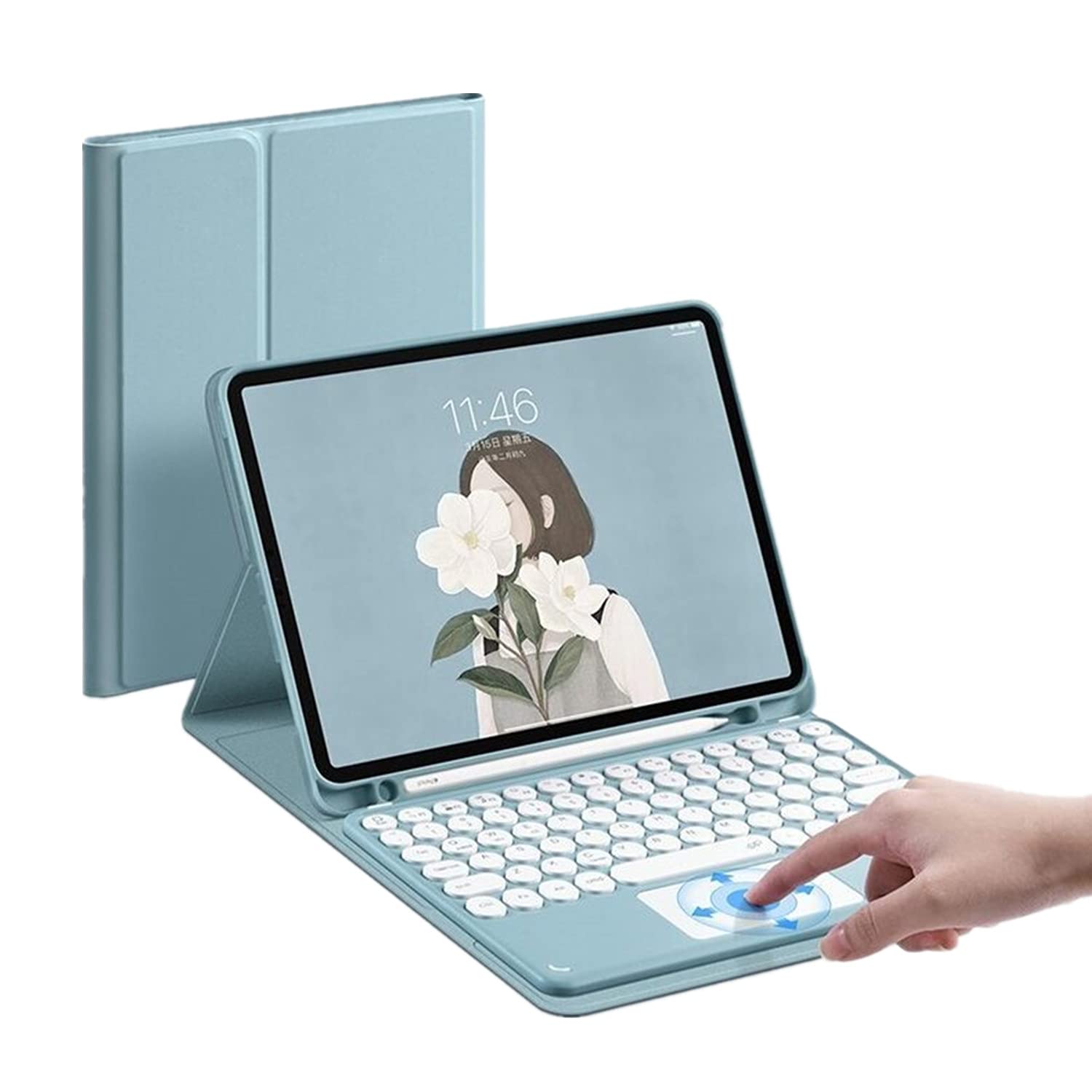 SENLAN For iPad Air4 Air5 keyboard cover With touchpad iPad Air 4th 5th gen 10.9 '' Magnetic Detachable BT keyboard cute round kaycaps for iPad Air 10.9 2020/2022 (iPad Air4/Air5, Blue)