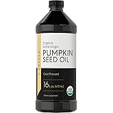 Carlyle Pumpkin Seed Oil 16oz Organic Cold Pressed | Extra Virgin | Vegetarian, Non-GMO, Gluten Free | Safe for Cooking | Great for Hair and Face