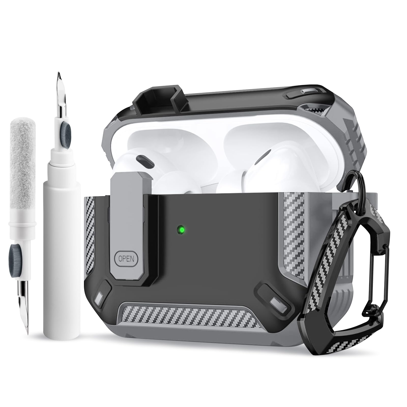 Photo 1 of Meliya for AirPods Pro 2nd/1st Generation Case Cover with Cleaner Kit & Keychain, Automatic Pop-up Full Protection Hard Protective Case with Secure Lock for Apple AirPods Pro 2 (2023/2022/2019)