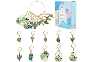 SUNNYCLUE 1 Box 20Pcs Stitch Markers Cute Lobster Clasp Charms Green Plants Cactus Crochet Stitch Marker Removable Knitting Stitch Markers Metal Crocheting Markers for Sewing Weaving Knit Threading