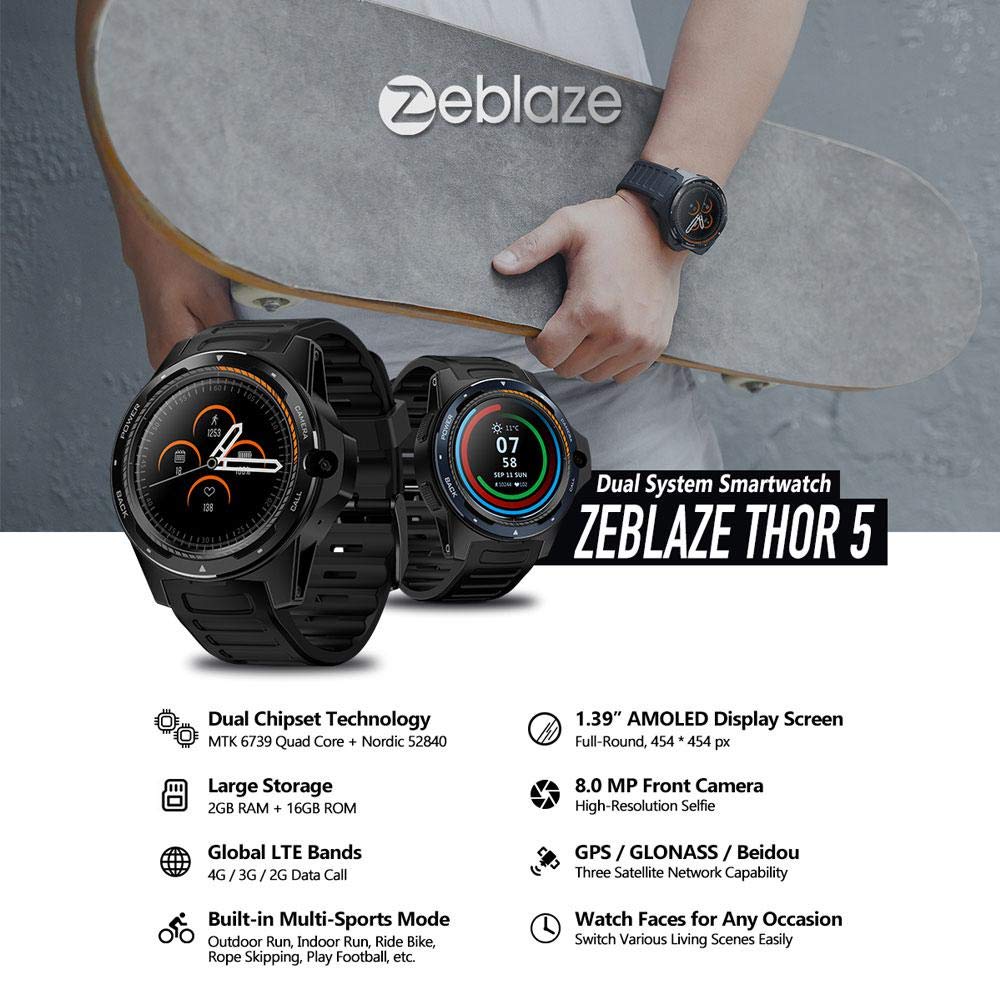 DokFin Thor 5 Dual Fitness Smartwatch, Zeblaze Thor Dual ...