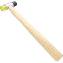 PMC Supplies Round-Faced Nylon Hammer – Non-Marring, Wood Handle – For Jewelry Making & Metal Forming