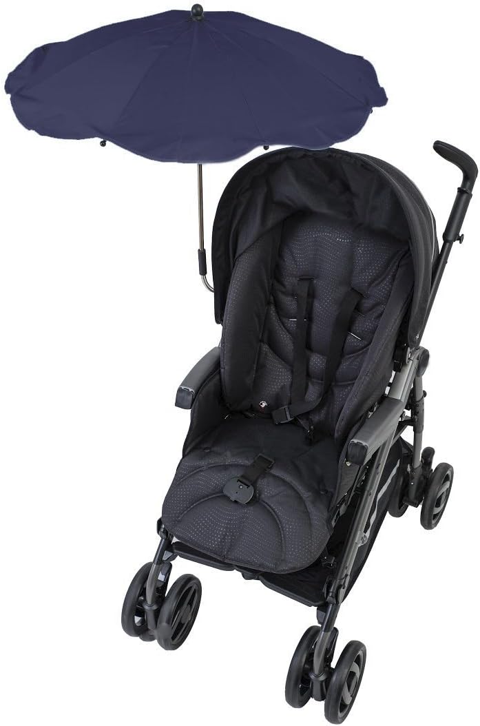 Universal sun shade for prams and sport buggies, with universal holder