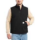 HISEA Men's Washed Duck Sherpa-Lined Vest, Mens Loose Fit Winter Insulated Canvas Workwear Mock-Neck Vest