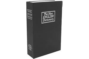 aqxreight Book Safe Simulation Book Safe Box Portable Money Storing Box with Lock Key for Birthday Gift Black Feeling Steel a