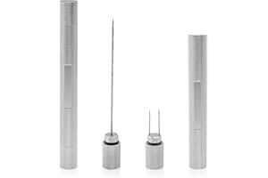 CLNYRWCB Cigar Unclogging Pin Set, Cigar Punch Tool with Cigar Draw Enhancer for Easy Cutting of Blocked Cigars and Enjoy The Last FT Cigar Without Getting Burned-Silver