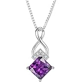 Rocayi Infinity Necklace 925 Sterling Silver Princess Cut Pendant Birthstone Jewelry for Women
