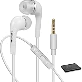 Samsung EHS64AVFWE 3.5mm Stereo Headset with Remote and Mic - Original OEM - Non-Retail Packaging - White (with Cleaning Cloth)