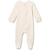 Calvin Klein Baby Girl's Long Sleeve Footed Coverall Onesie, Vanilla Ice, 3-6 Months