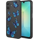 HTXWXJC Phone Case for Galaxy A07 Case, Samsung A07 Case Shockproof Flexible Bumper TPU Soft Case Butterfly Pattern Phone Cover for Samsung Galaxy A07 Black Butterfly