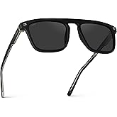 WearMe Pro WMP Eyewear - Men's Polarized Bold Geometric Flat Top, Key Hole Design, Acetate Frame Sunglasses