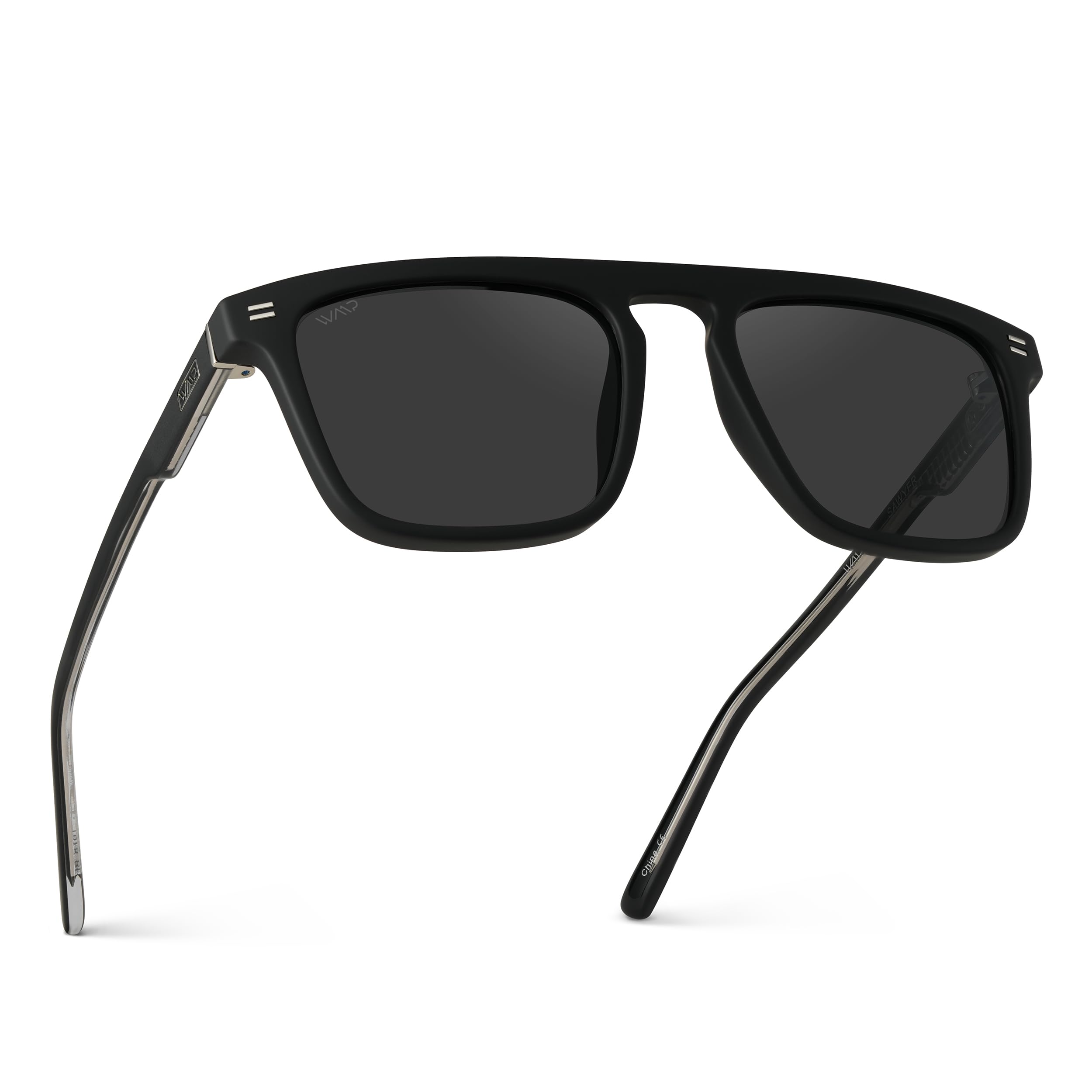 Photo 1 of **LENSES HAVE SCRACTHES** Pro Bold Geometric Flat Top Key Hole Design Polarized Acetate Sunglasses Frame for Men (Matte Black Frame/Black Lens)