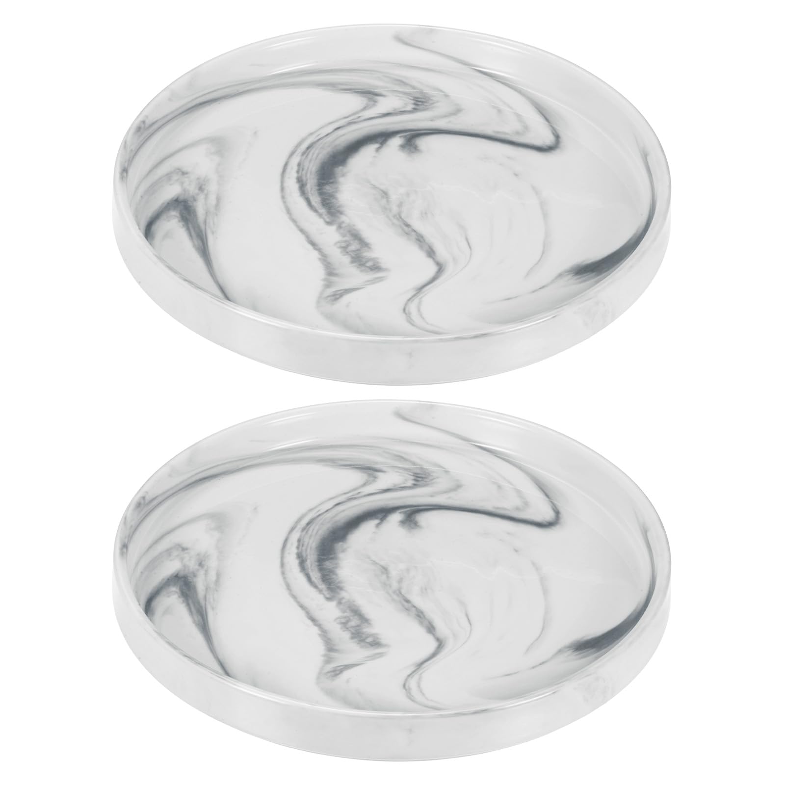 M METERXITY 2-Pack Ceramic Plant Saucer, 7.1 Inch OD Round Plant Saucers Flower Pot Saucers for Indoors/Outdoors Plant Pot, Ceramic Drain Tray [Marble Black]