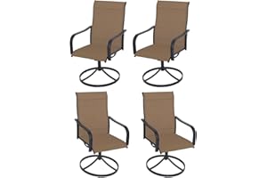 Anmutig Patio Swivel Dining Chairs Set of 4, Outdoor Metal Chair with Textilene Mesh Fabric Patio Furniture Set Porch Chairs with Metal Rocking Frame for Lawn Garden Backyard