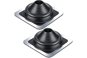 Yaocom Epdm Roof Flashing Boot - Square Base, Roof Vent Boot, Flexible Roofs Jack Pipe Boots, Base Roofs Flashing, Black, 19.5" x 19.5", Fits 6-3/4" to 14" Pipe Od(2 Pcs,11" X 11"(#4))