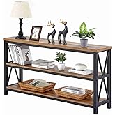FATORRI Console Table for Entryway, Wood Sofa Table, Rustic Hallway Tables with 3-Tier Shelves for Living Room, Foyer (55 Inch, Rustic Oak)