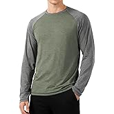 Mens Long Sleeve Shirts Casual Crew Neck Baseball T Shirt Raglan Athletic Tees Lightweight Tops