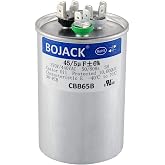 BOJACK 45+5 uF 45/5 MFD &plusmn;6% 370V/440VAC CBB65 Dual Run Circular Start Capacitor for AC Motor Run or Fan Start or Condenser Straight