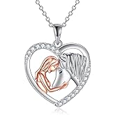 AOBOCO Animal Necklace for Women 925 Sterling Silver Angel Wings Dolphin Cat Owl Horse Pendant Necklaces Valentines Birthday Jewelry Christmas Gifts for Mom Friends