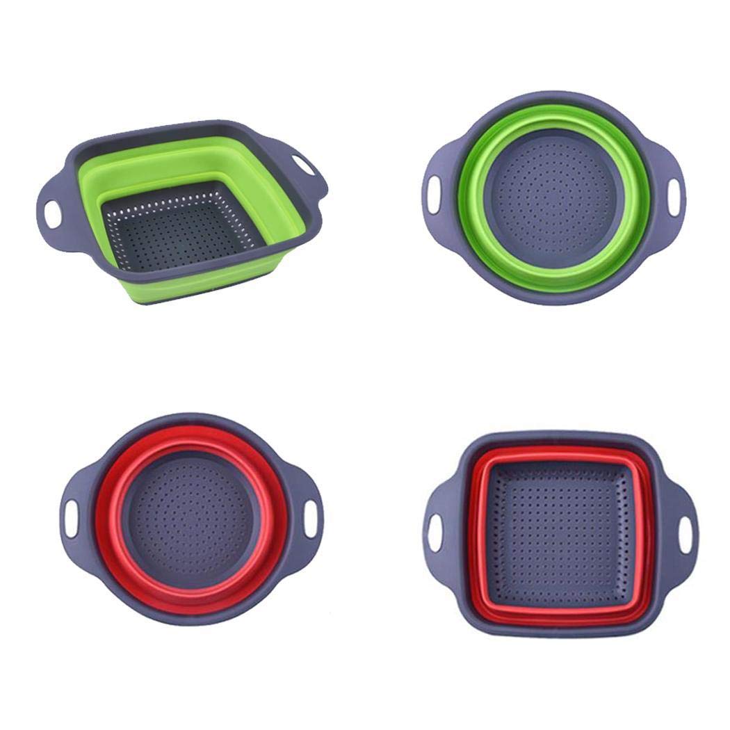 fanddy Home Kitchen Retractable Foldable Fruit Vegetables Washing Basket Silicone Storage Basket Shelf Baskets