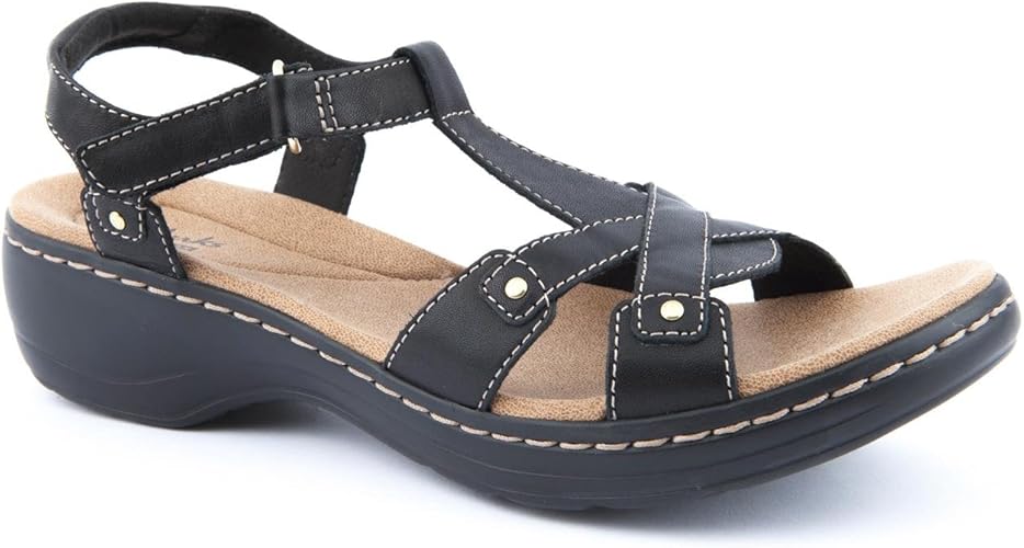 clarks black flat sandals