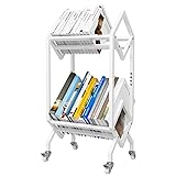 VEDECASA Bookshelf Book Cart Rack Industrial Metal