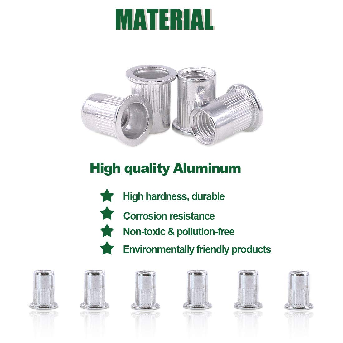 M3 M4 M5 M6 M8 M10 Keadic 210Pcs Metric Aluminum Rivet Nut Flat Head