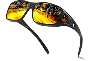 Myiaur Fit Over Night Vision Glasses for Women Men, Polarized Night Driving Glasses with Anti Glare Yellow Lens UV Protection