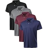 Xelky Men's Polo Shirts Quick Dry Short Sleeve Golf Athletic Shirt Moisture Wicking Casual Work Collared Polos 4 Pack