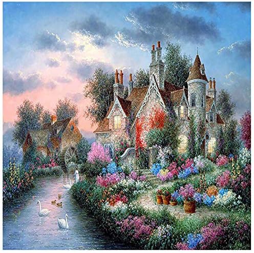 DoMyArt DIY 5D Diamond Painting Kits for Adults Fantasy Castle Full Drill Crystal Rhinestone Embroidery Cross Stitch Arts Craft Canvas Wall Decor (30x30cm)