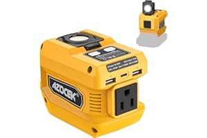 Azocek 220W Power Inverter Compatible with Dewalt 20V Battery, DC 20V to AC 110V Portable Power Station with 1 AC Outlet, 2 U