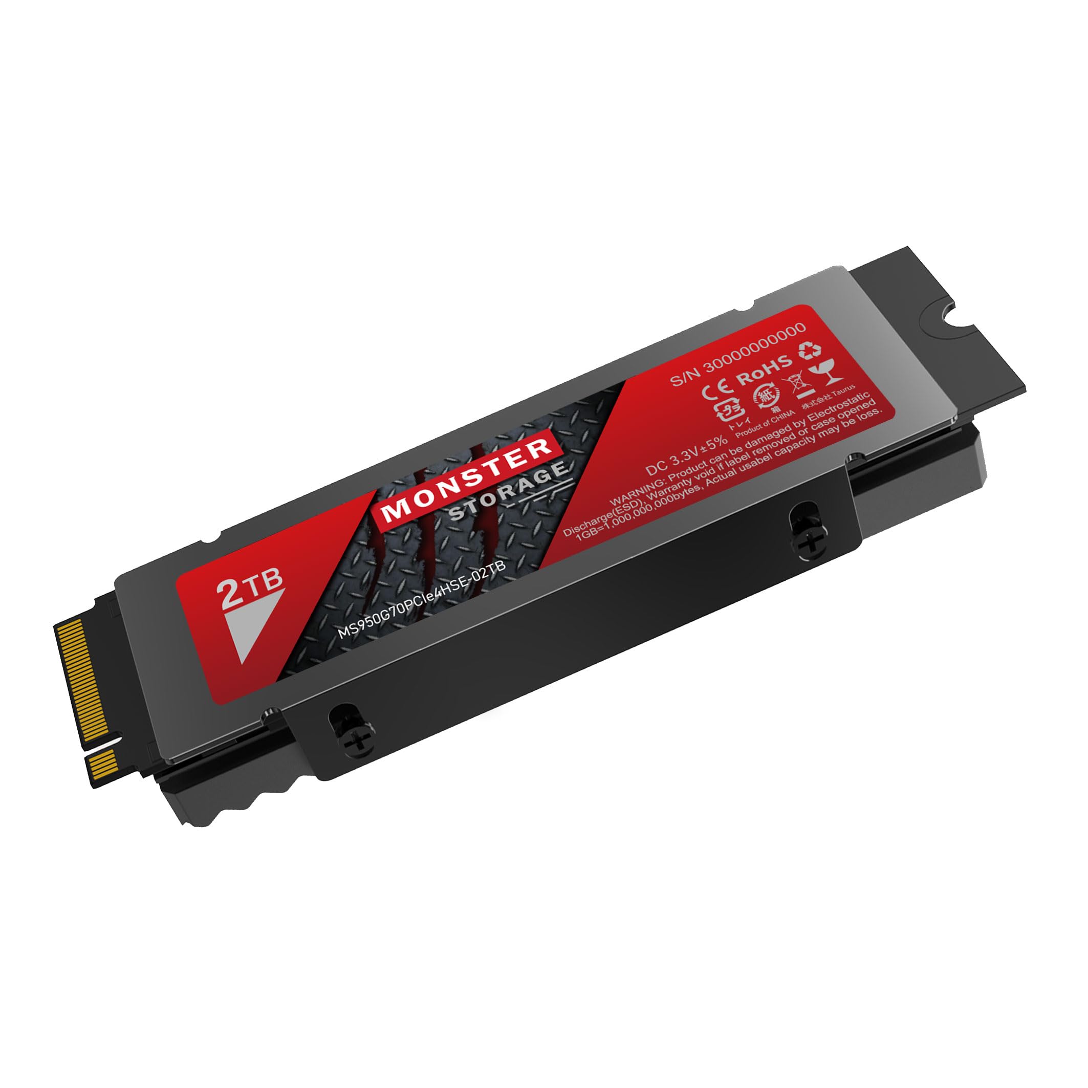 Monster Storage SSD 2TB NVMe PCIe Gen4×4 ヒートシンク付きの商品画像