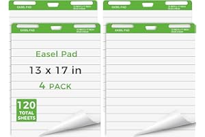 DINGIXOC Mini Easel Pads 13 x 17 Inch, 4 Pack Non-Stick Flip Chart Paper for Teacher, Training, Presentations or Brainstorming, 30 Sheets/Pad, Fits Most Easel Stands (Lined)