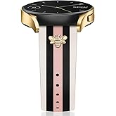 MOINSPIRE Designer Leather Bands with Charms Compatible with Samsung Galaxy Watch 7/6/5/4/Active 2 40mm 44mm/Watch 6 Classic 43mm 47mm/Watch 5 Pro 45mm/Watch 4 Classic 42mm 46mm, 20mm